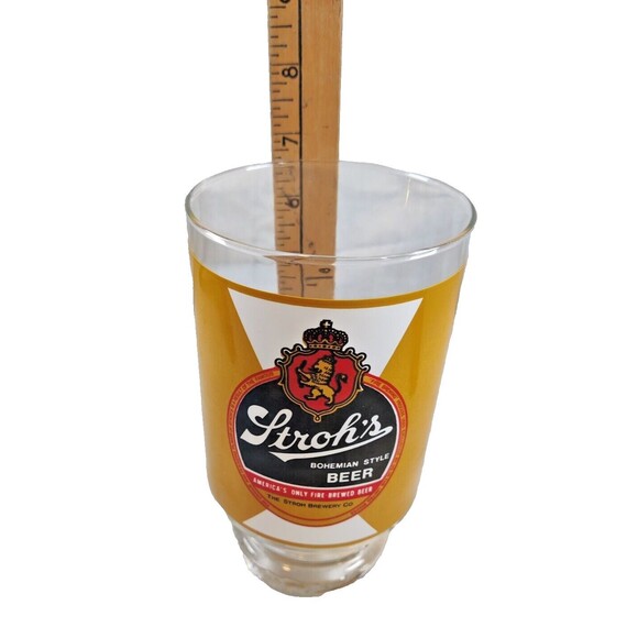 Large Vintage Stroh's Bohemian Style Beer Fire Brewed Collectable Glass 32 Oz - Picture 6 of 7